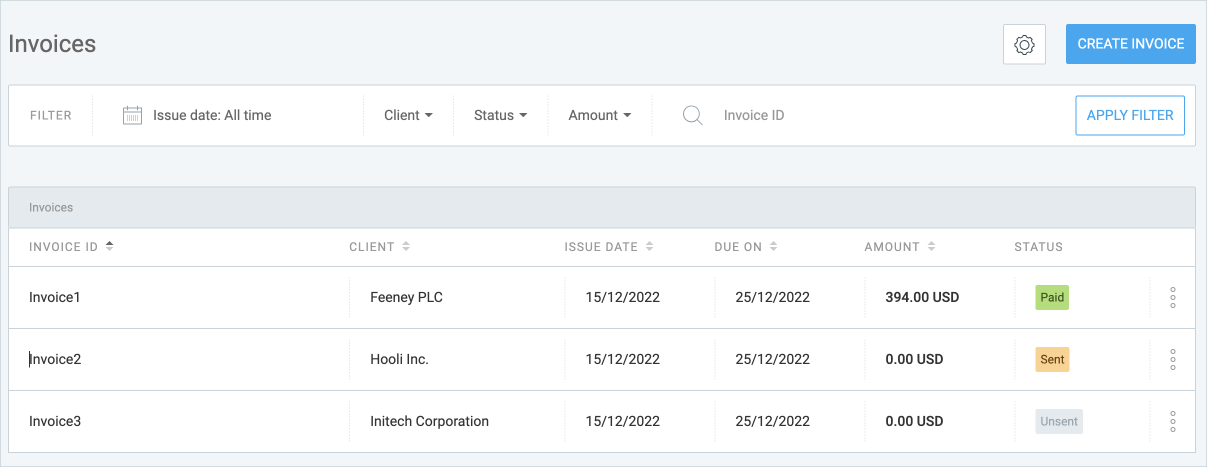 Manage your invoices