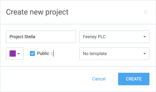 Create new project in Clockify