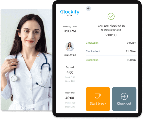 Reloj de fichar para servicios sanitarios - Clockify screenshot