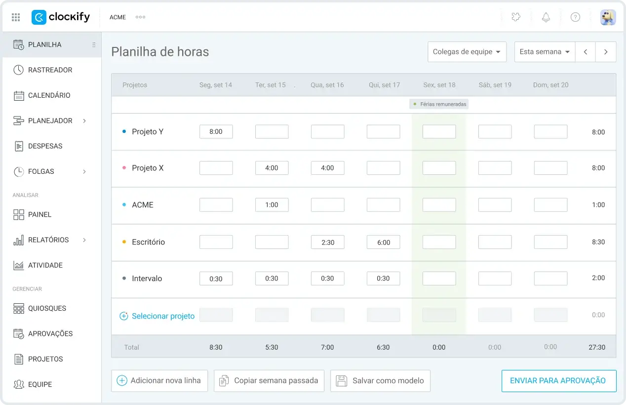 Planilha de horas
