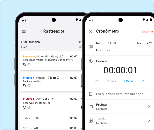 Aplicativo móvel de rastreamento de tempo e rastreador de tempo para Android, iPhone e iPad