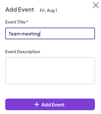 Adding an event in Homebase