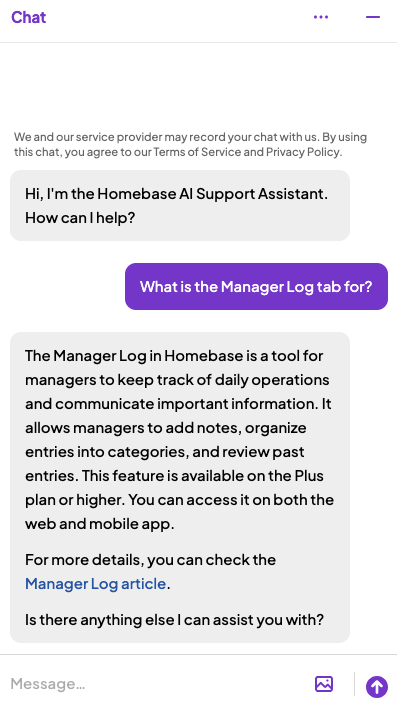 Homebase AI chatbot