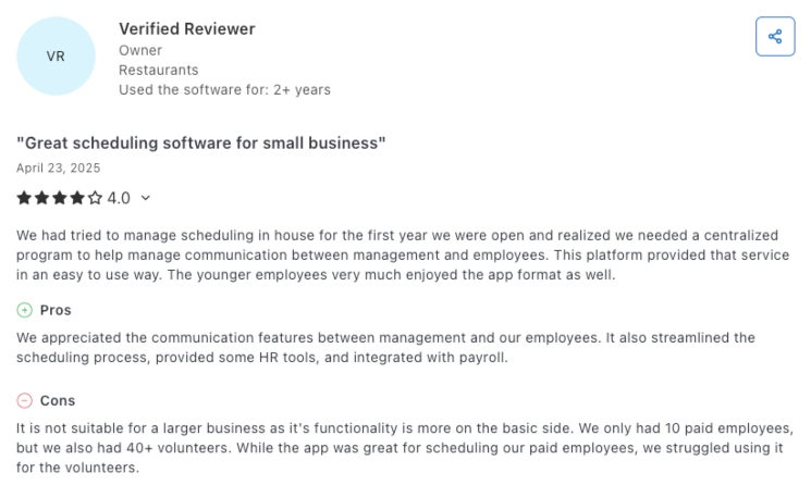 capterra Homebase user review