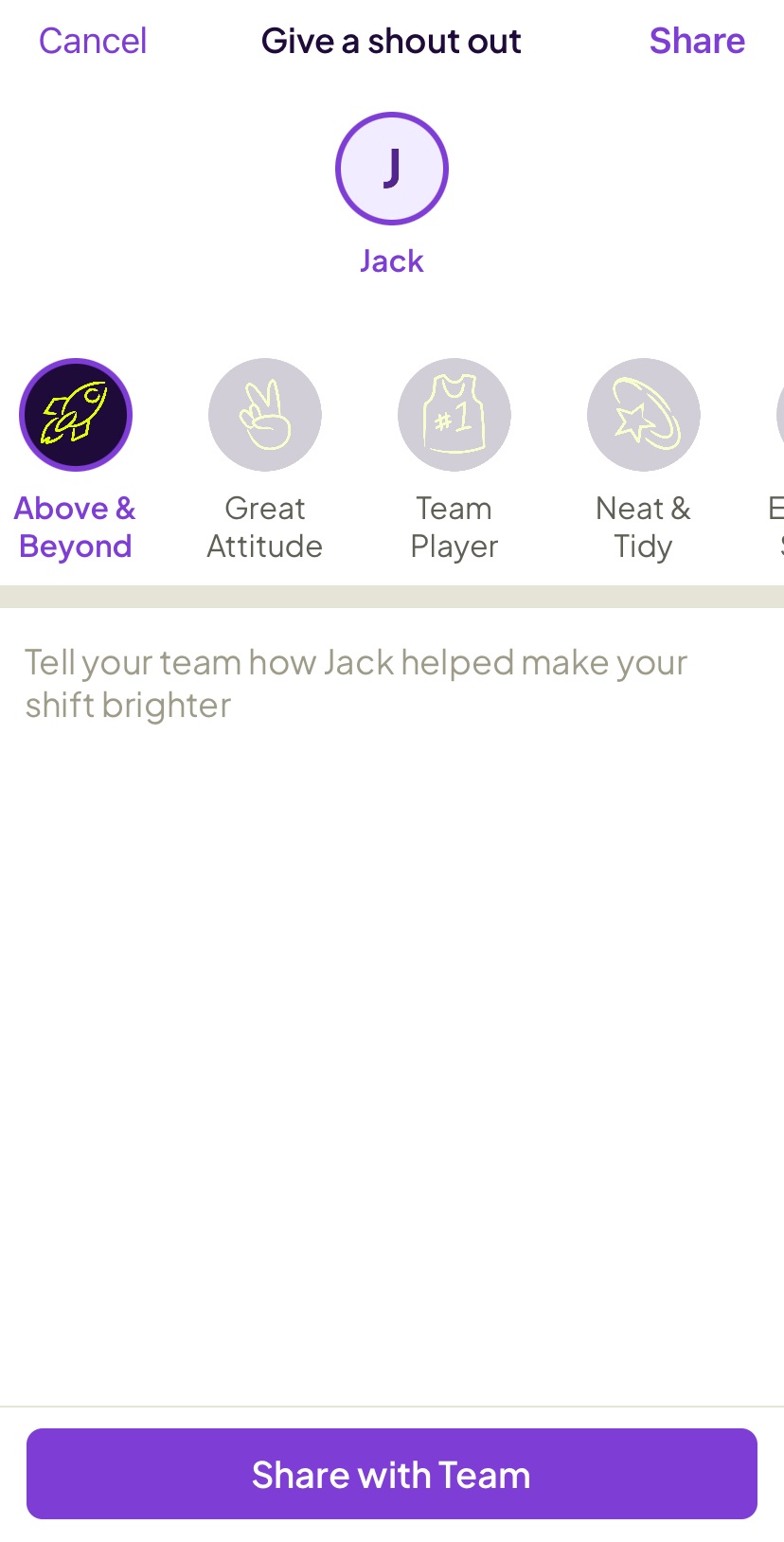 Giving a shoutout in Homebase