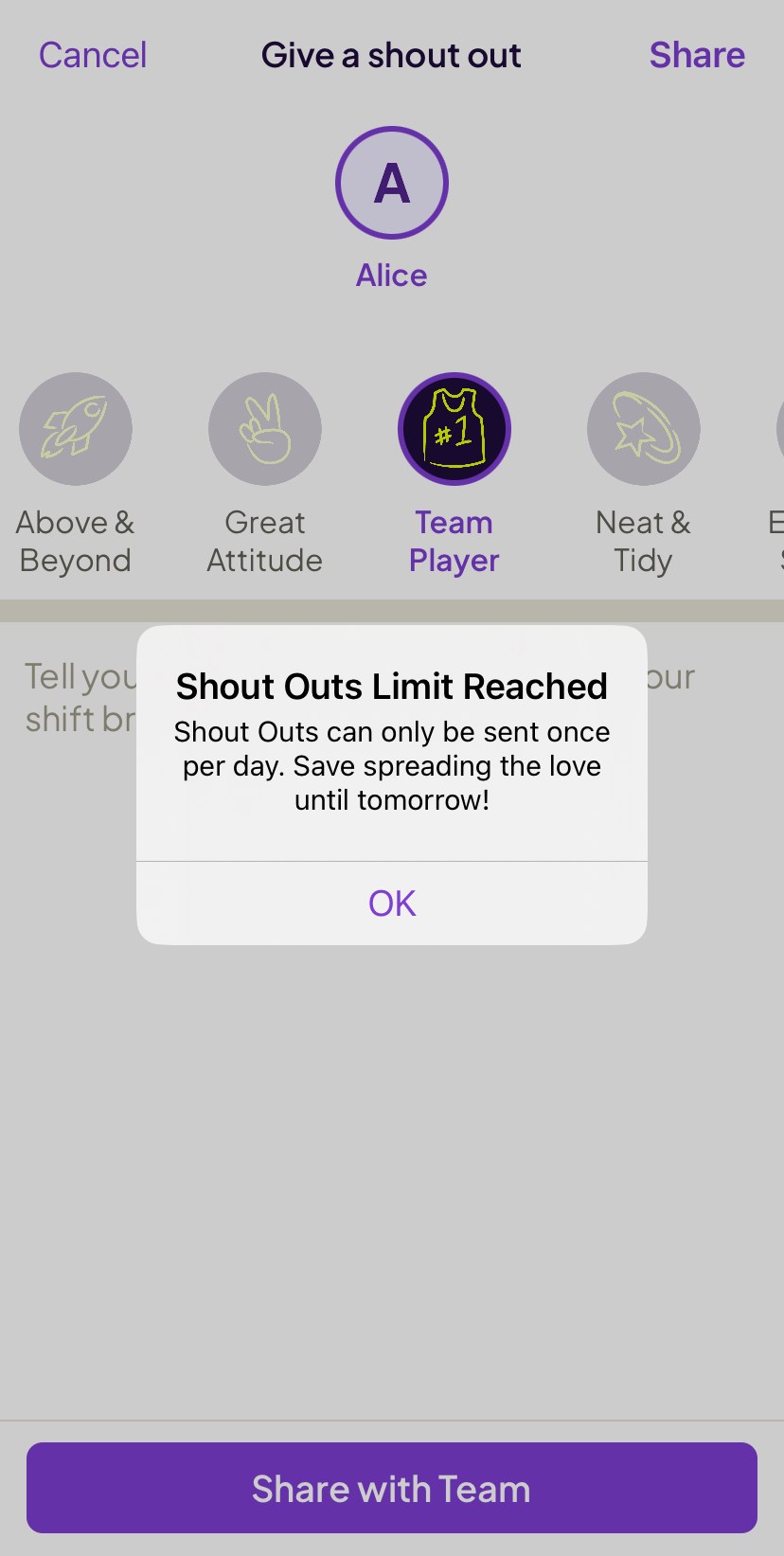 Shoutout limit in Homebase