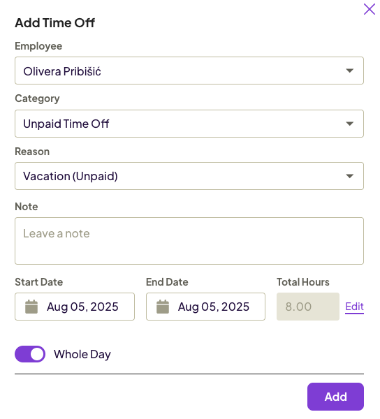 Requesting time off in Homebase