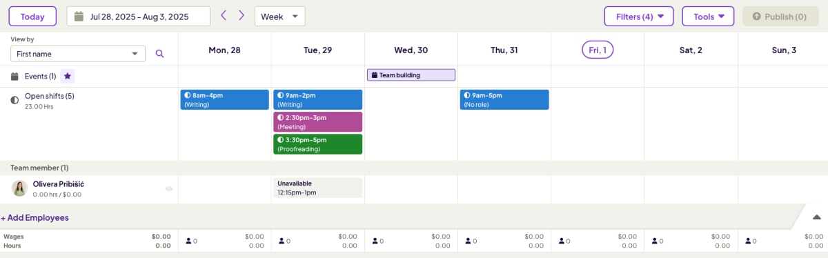 Scheduling in Homebase