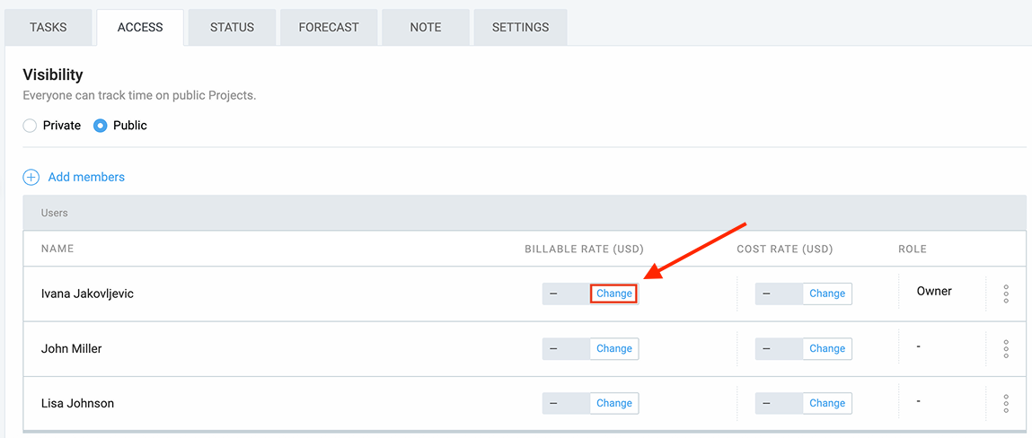 Setting hourly rates in Clockify