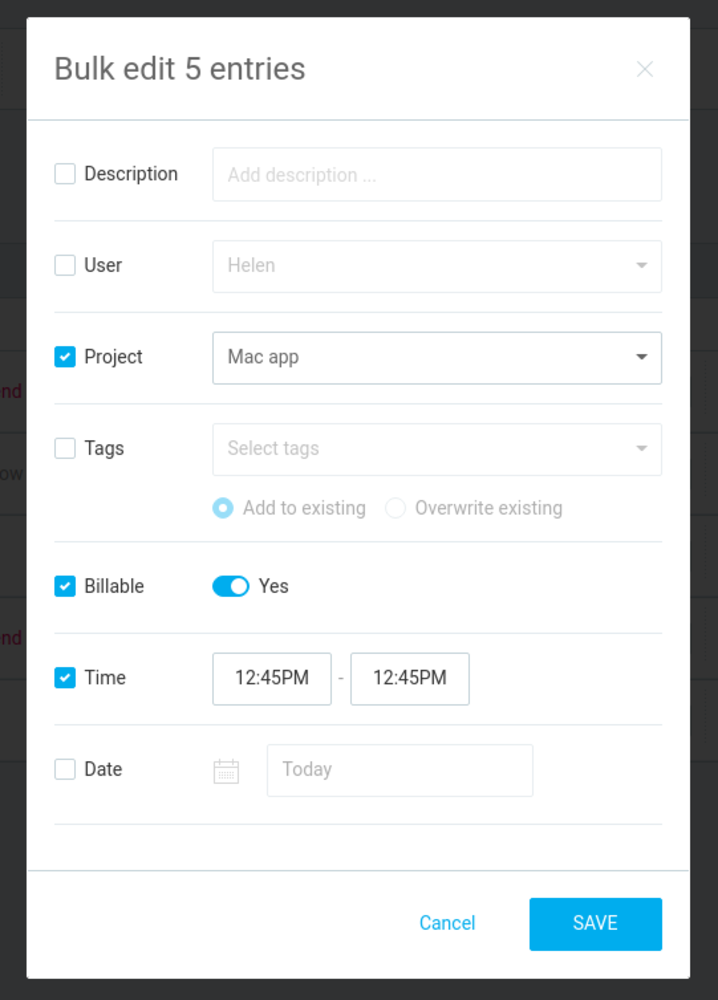 Edit multiple time entries at once for spotless reports