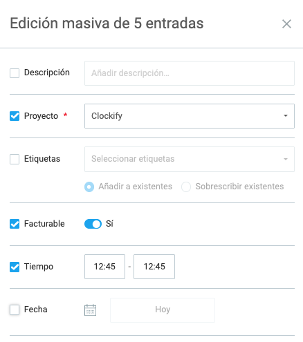 Edita múltiples entradas de tiempo a la vez para informes perfectos