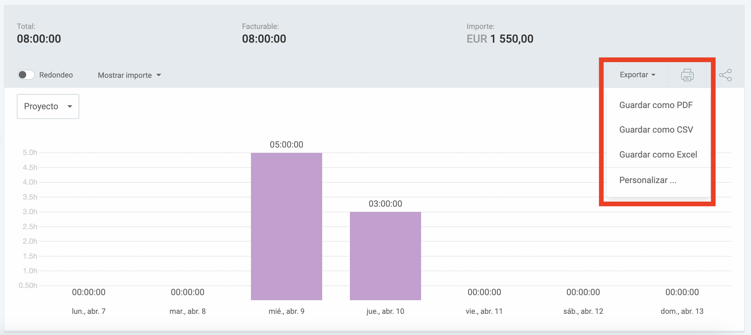 Abre los informes CSV para más personalización