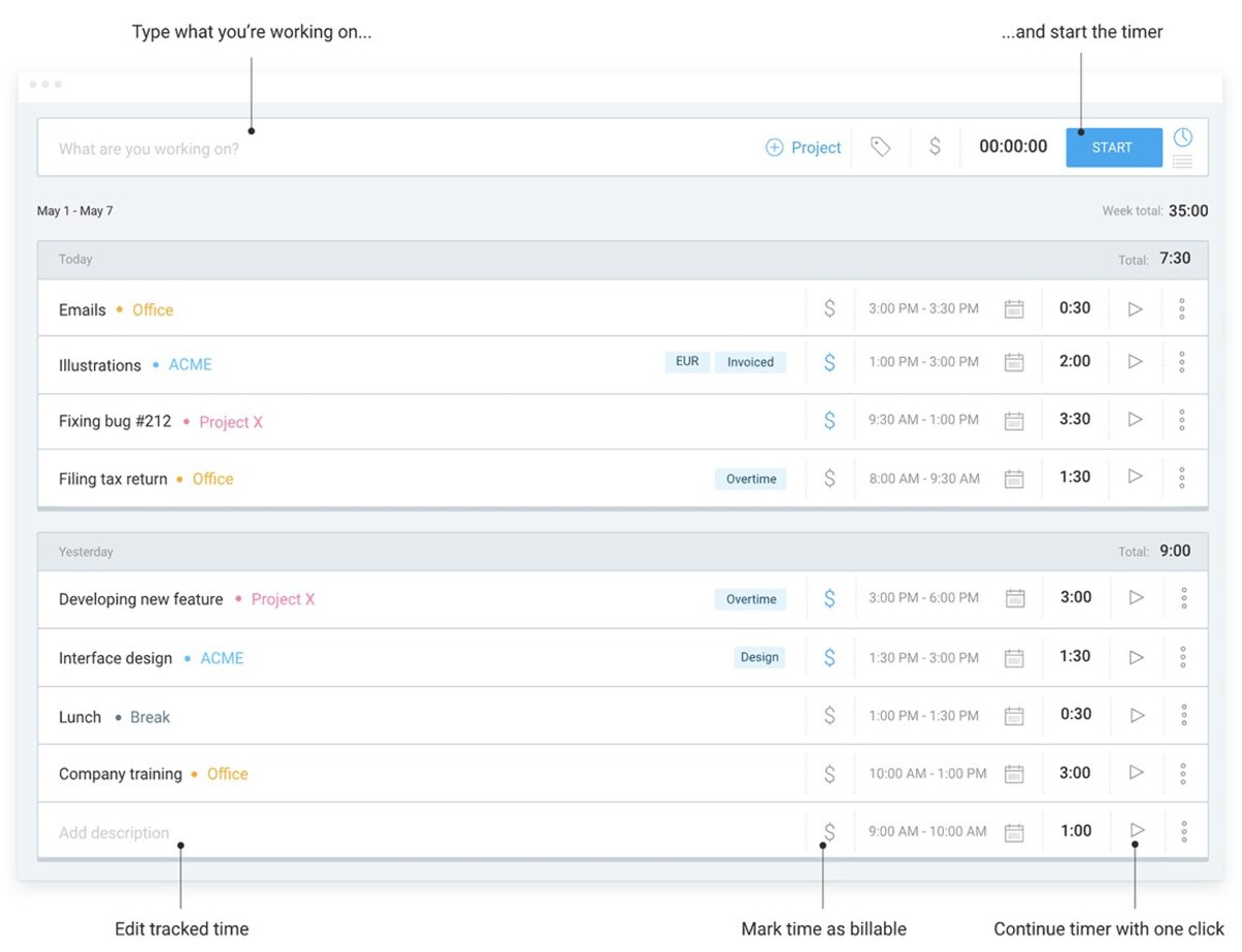Link time entries to specific projects for nuanced time data