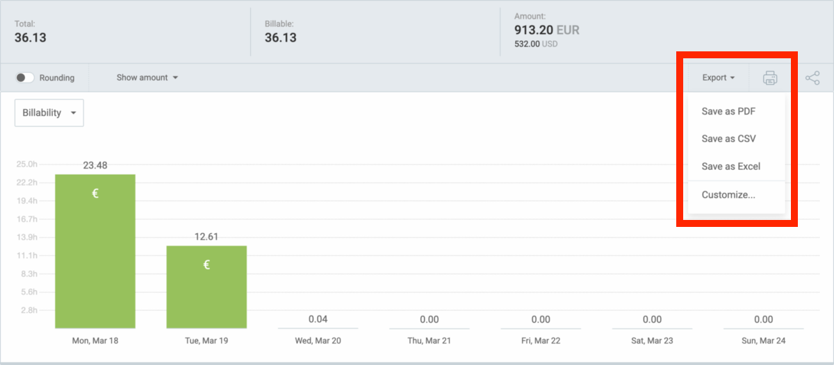 Open CSV exports in Excel for further customization