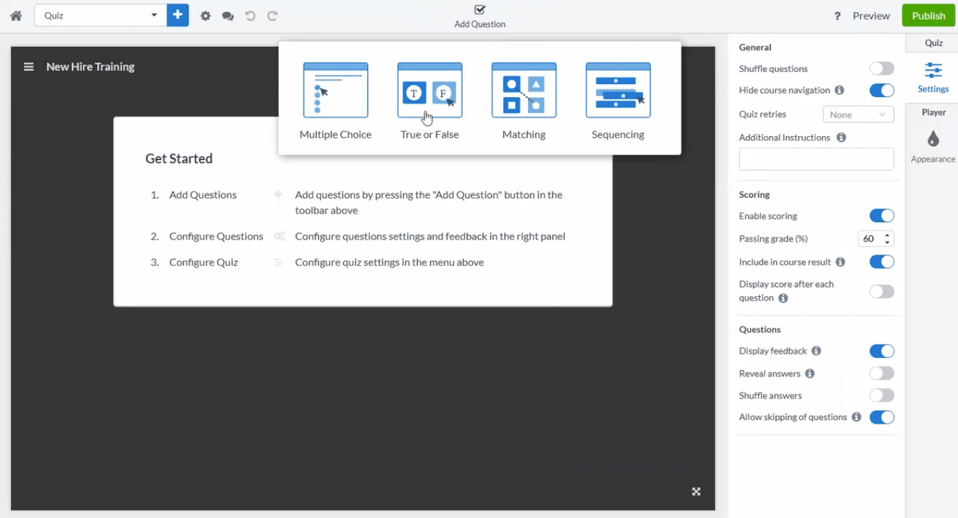 Absorb LMS - criando um questionário