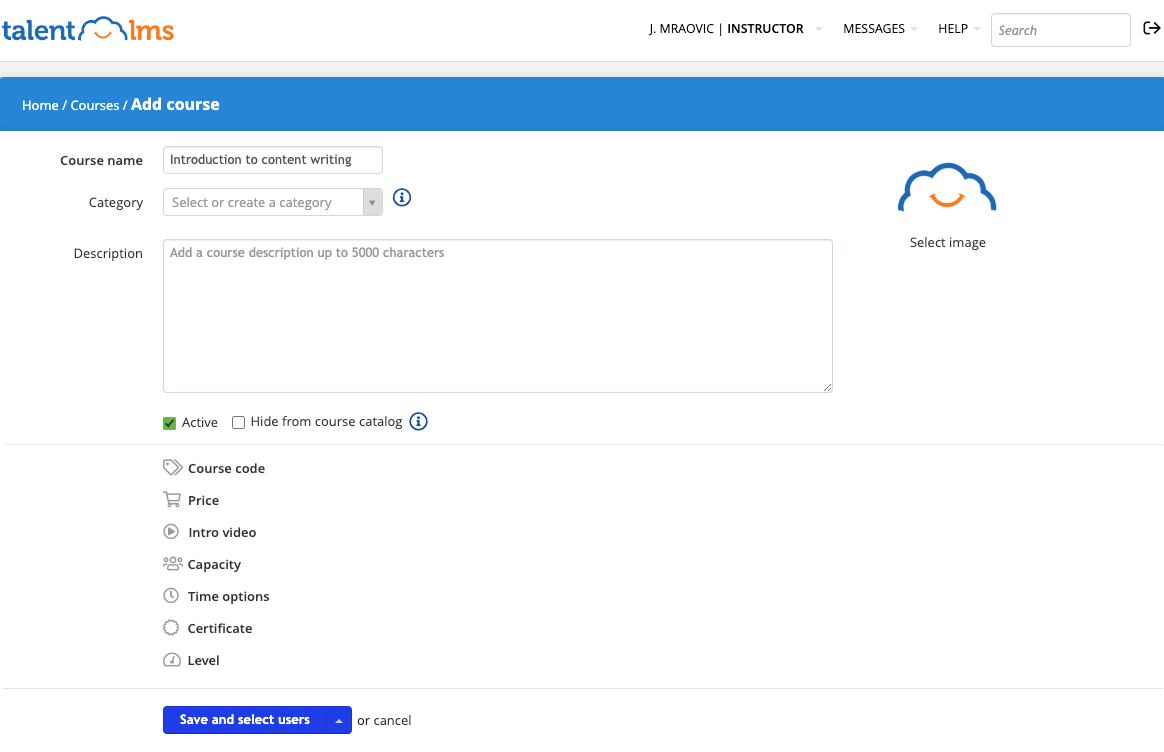 TalentLMS - creación de curso