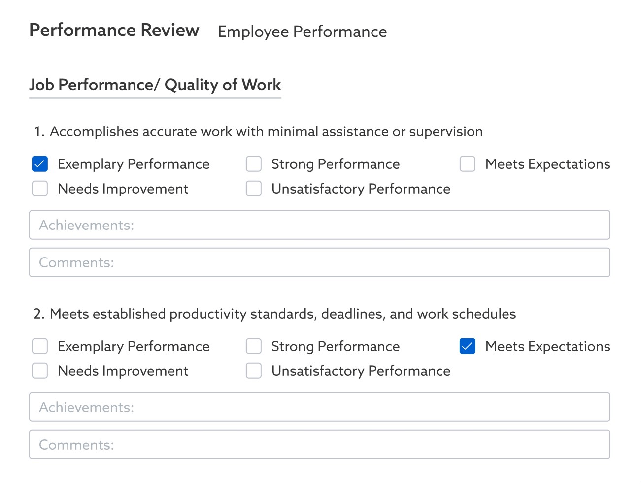 WebHR software - modelo de avaliação de desempenho