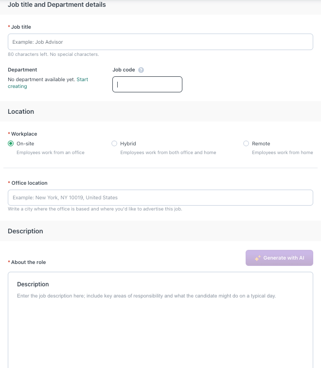 Software Workable - crie um trabalho