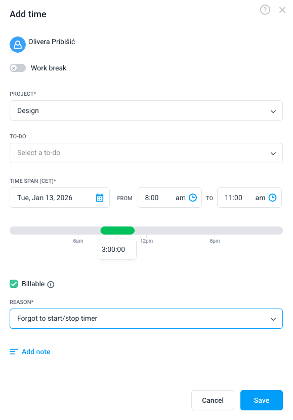 Adding time in Hubstaff manually