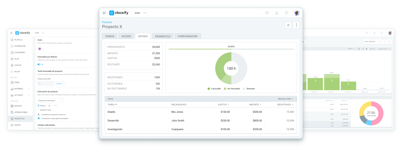 Clockify captura de pantalla