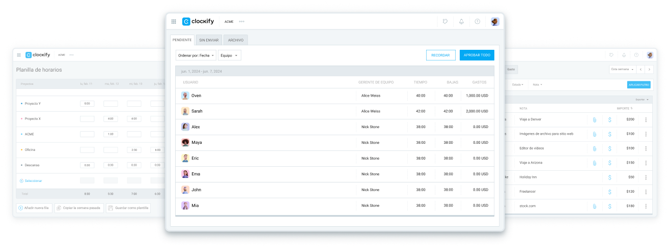 Clockify captura de pantalla
