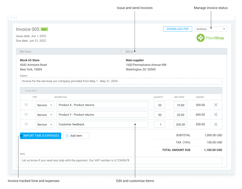 Recurso de projetos no Clockify (captura de tela)