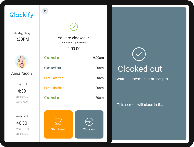 Função de calendário no Clockify