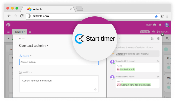 Integración de seguimiento del tiempo para Airtable screenshot
