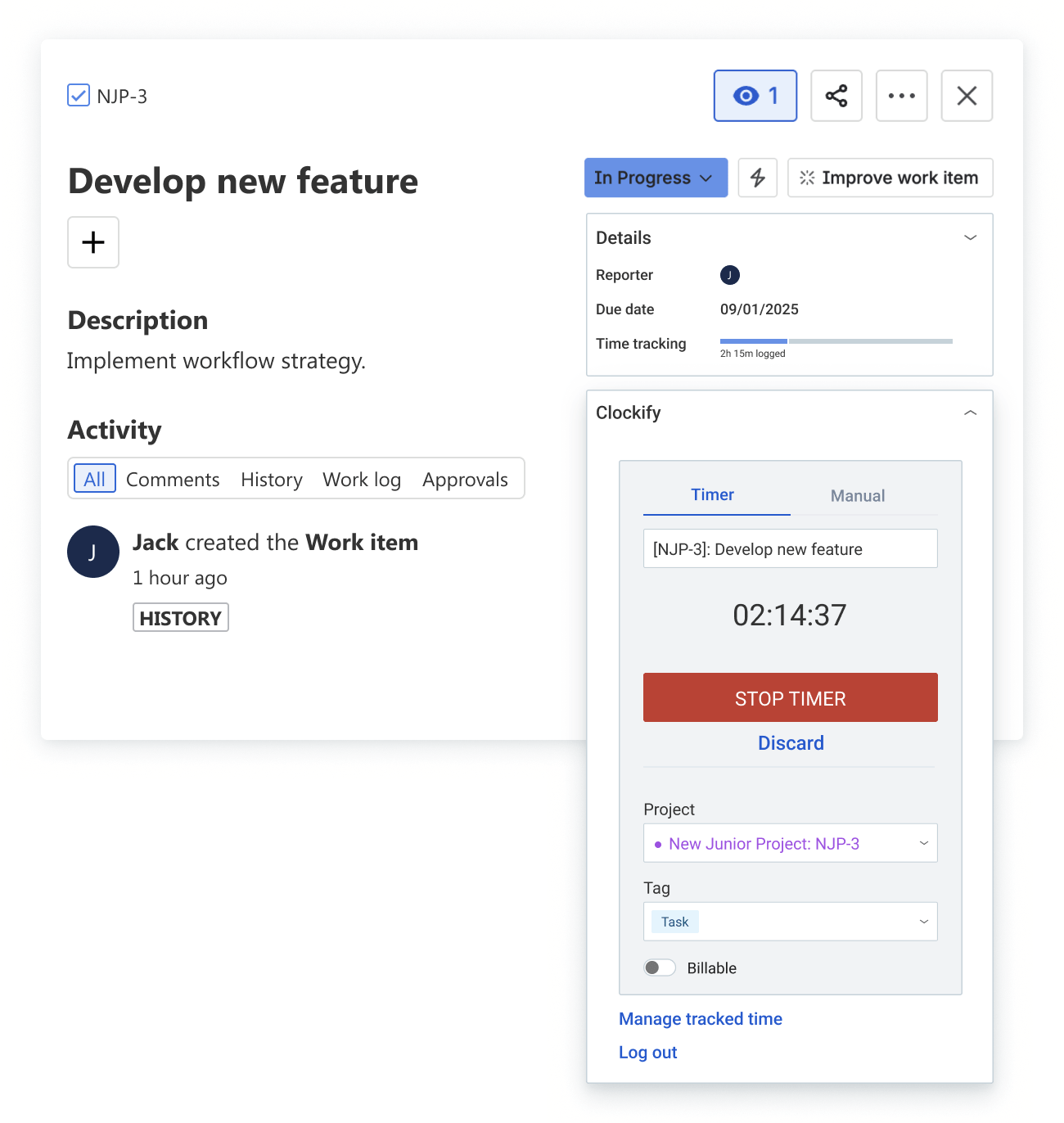 Jira time tracking integration