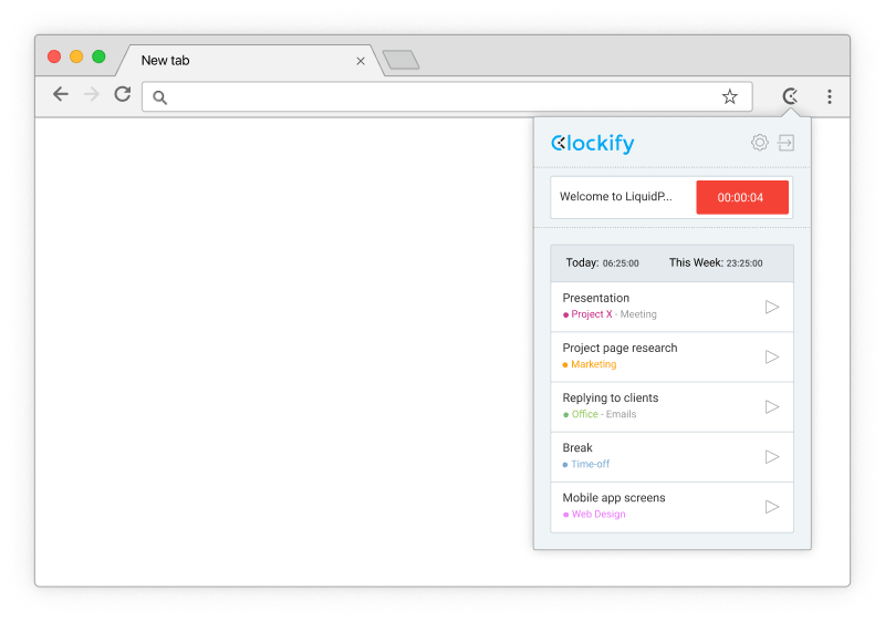 LiquidPlanner time tracking - timer starts ticking in Chrome