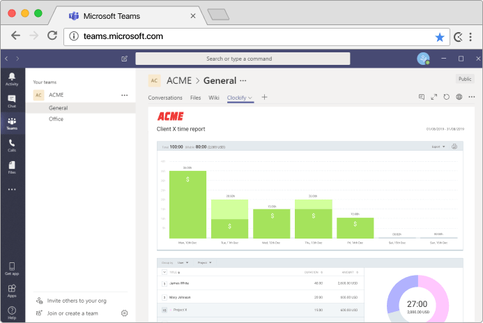 trackingtime microsoft teams