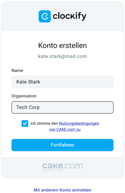 Create Clockify and Peppol accounts
