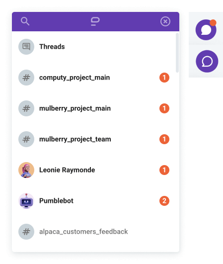 Chat de equipo Pumble - notificación