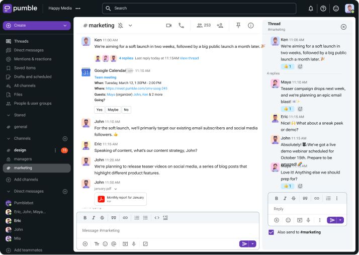 Chat de equipo Pumble - notificación