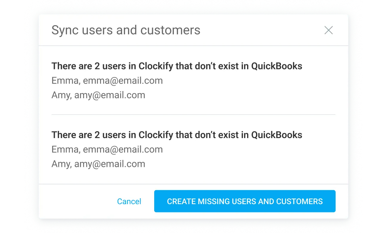 Sync users and customers between Clockify and QuickBooks