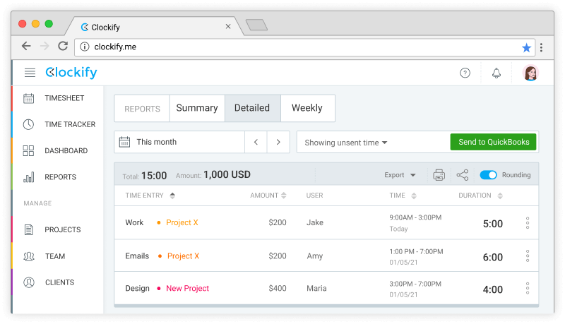 QuickBooks Zeiterfassung Integration Screenshot