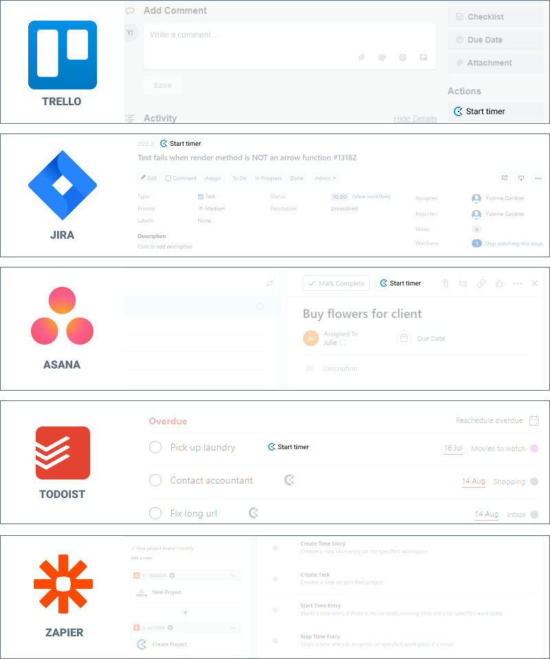Free time tracking integrations