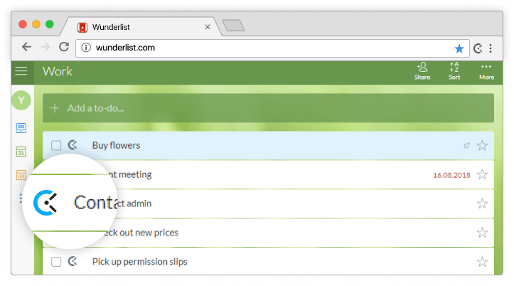 Wunderlist time tracking integration screenshot