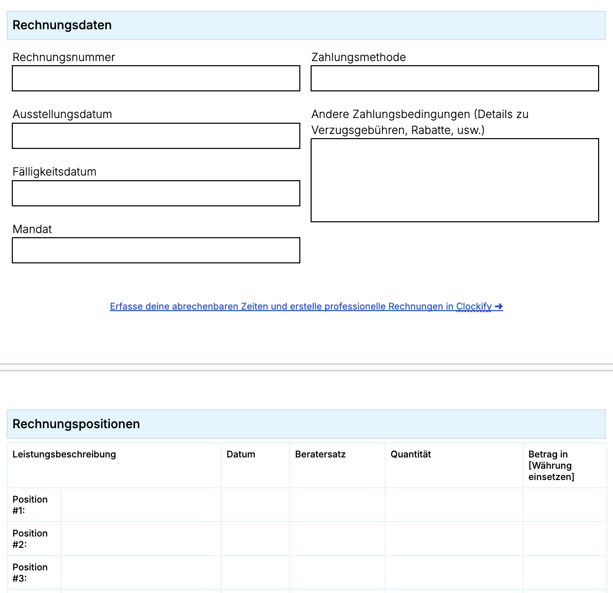 Consulting invoice template