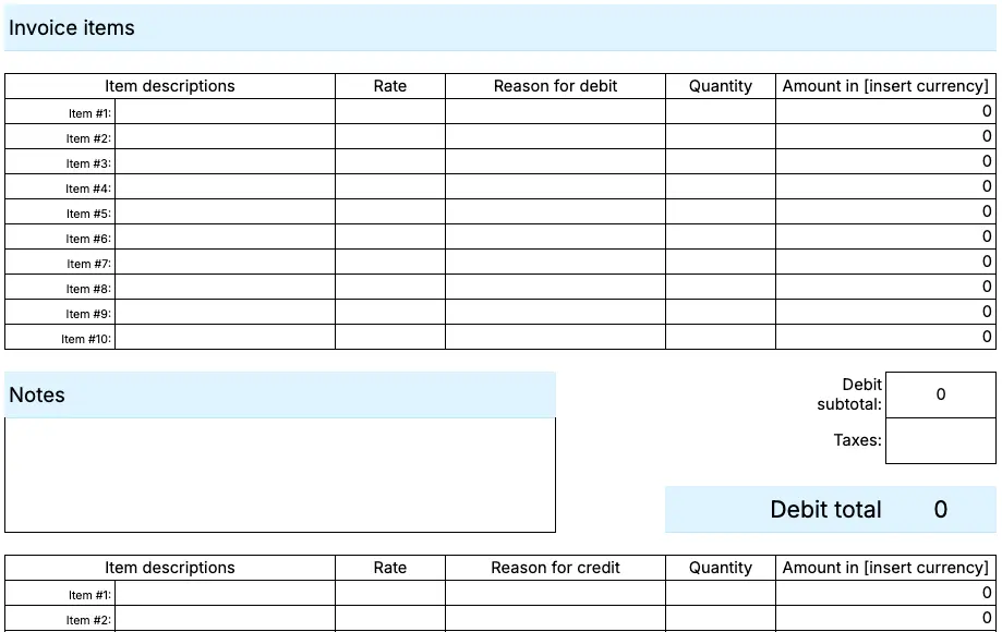 Mixed invoice template