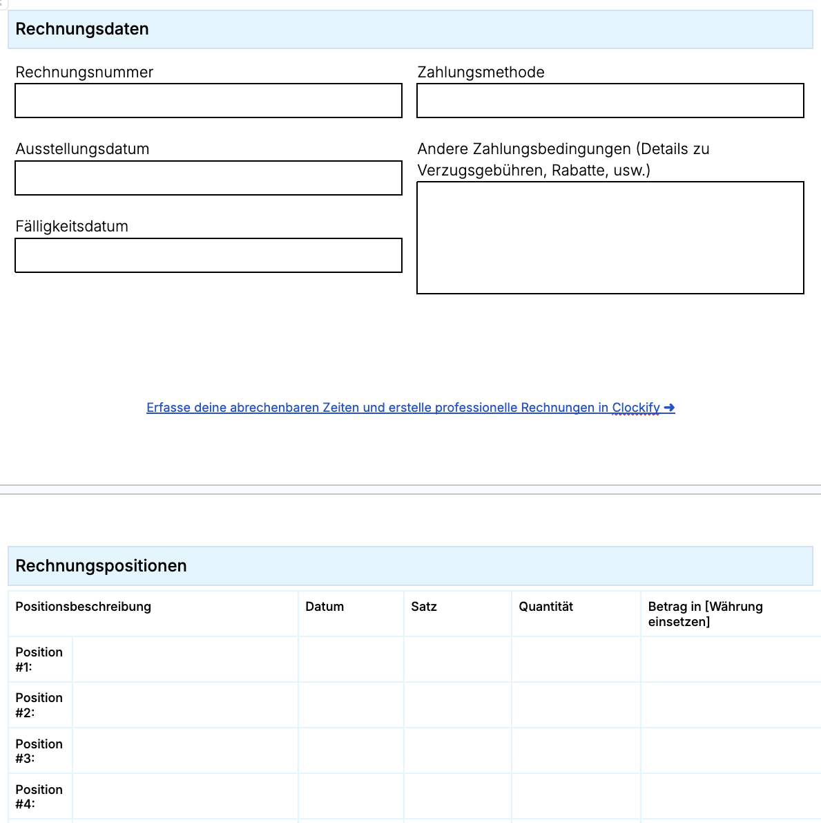 Small business invoice template