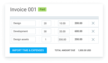 Ejemplo de facturación del cliente en Clockify