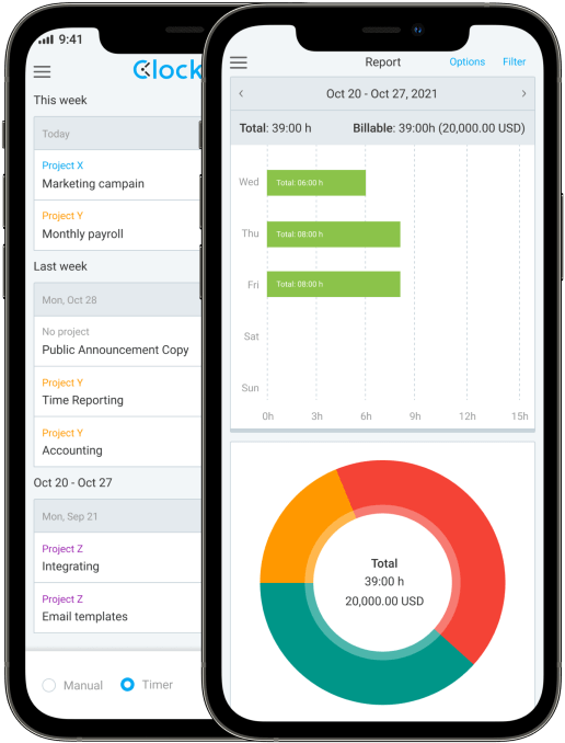 Free time tracking app for iOS devices (iPhone and iPad) screenshot