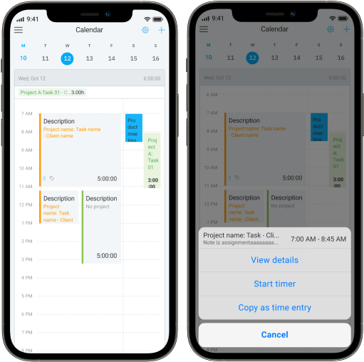 Planificación móvil: ve todas las tareas en un calendario