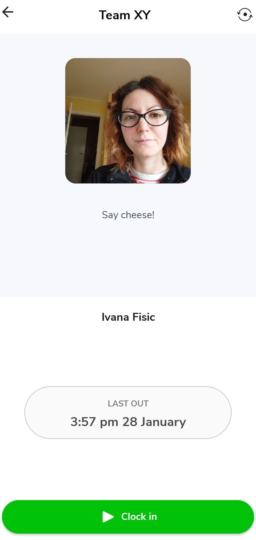 Clocking in using face recognition