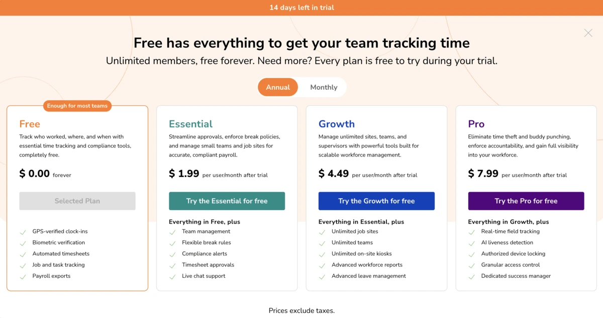 Jibble pricing plans