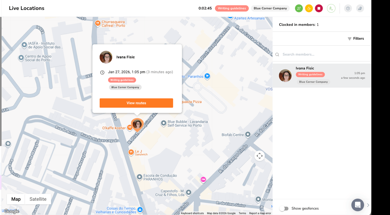Live locations feature