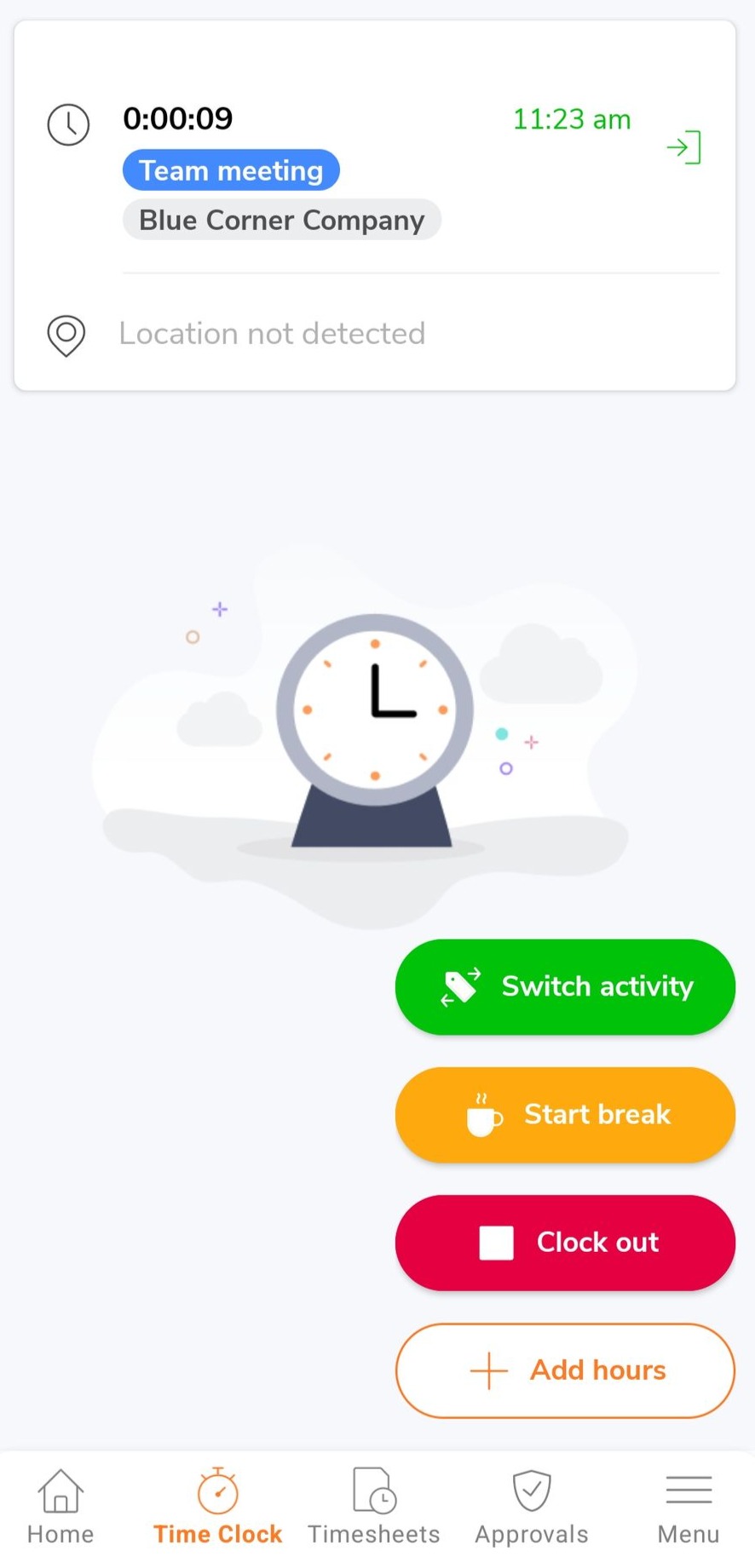 Time clock on Jibble mobile