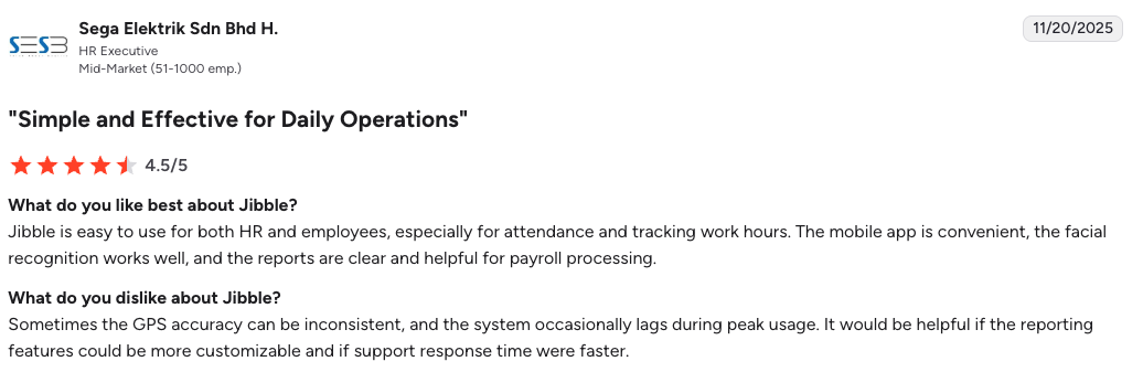 User's review on G2 &mdash; GPS tracking