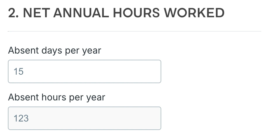 Calculating the employee&rsquo;s net annual hours worked